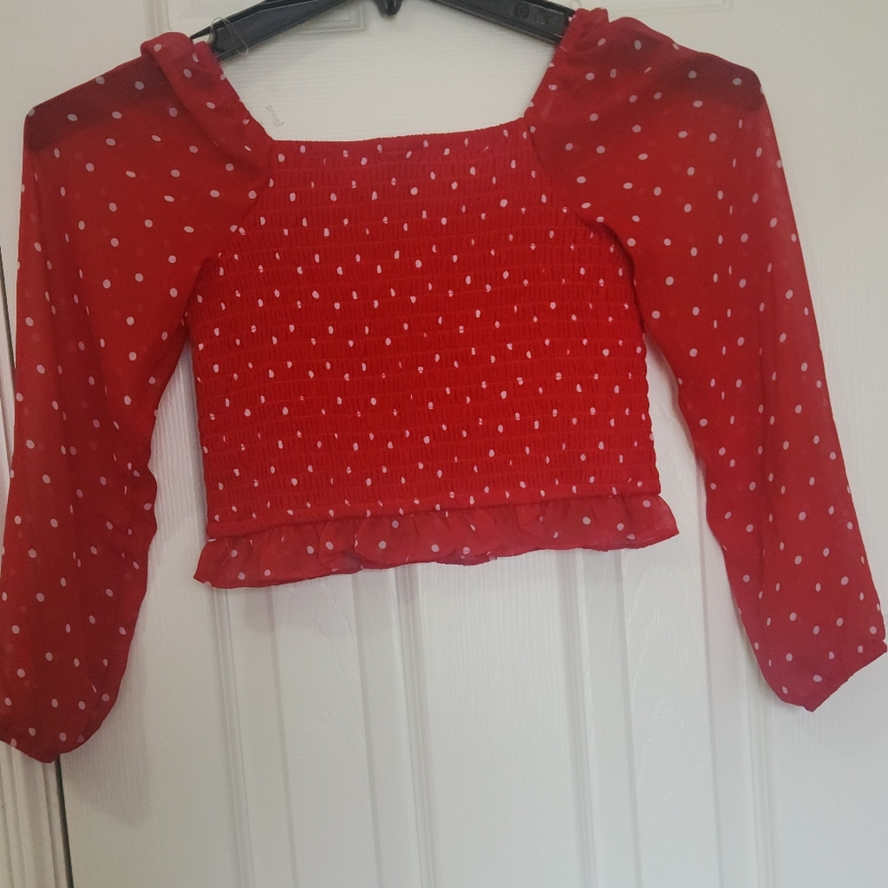 Girls Red Top with Polka dot pattern